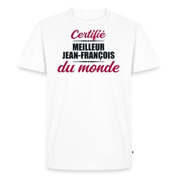 Certified best jeans françois in the world - Men's Premium Organic T-Shirt - white - Front - Nico (187cm)