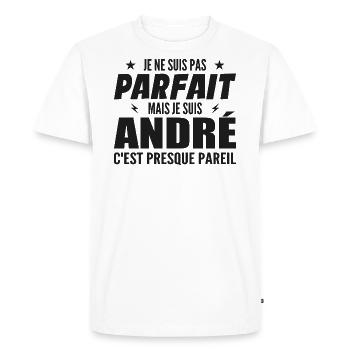 André Parfait Cadeau prenom andré - T-shirt Premium bio Homme - blanc - Devant - Nico (187cm)