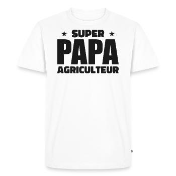 super papa agriculteur - T-shirt Premium bio Homme - blanc - Devant - Nico (187cm)