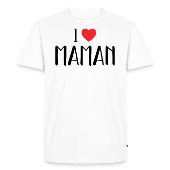 I Love Maman ! - T-shirt Premium bio Homme - blanc - Devant - Nico (187cm)