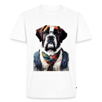 Hipster Dog Bernardine #Bernardyn - T-shirt Premium bio Homme - blanc - Devant - Nico (187cm)