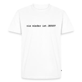 never again is now - Men's Premium Organic T-Shirt - white - Front - Nico (187cm)