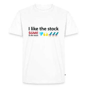 J’aime le mème boursier, à la lune, boursier - T-shirt Premium bio Homme - blanc - Devant - Nico (187cm)