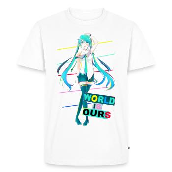 Miku World Is Ours - Men's Premium Organic T-Shirt - white - Front - Nico (187cm)