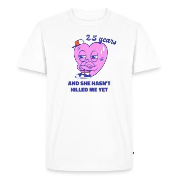 Noces d’argent 25e anniversaire Homme Idée cadeau - T-shirt Premium bio Homme - blanc - Devant - Nico (187cm)