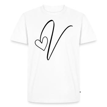 Lettre V Lettre V Calligraphie - T-shirt Premium bio Homme - blanc - Devant - Nico (187cm)