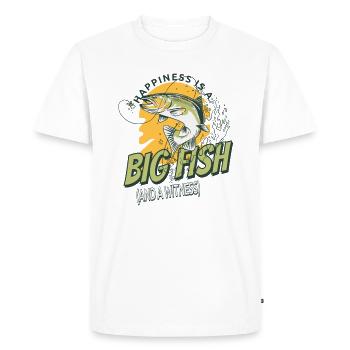Angler Fishing Gift Idea Happiness Is A Big Fish - Men's Premium Organic T-Shirt - white - Front - Nico (187cm)