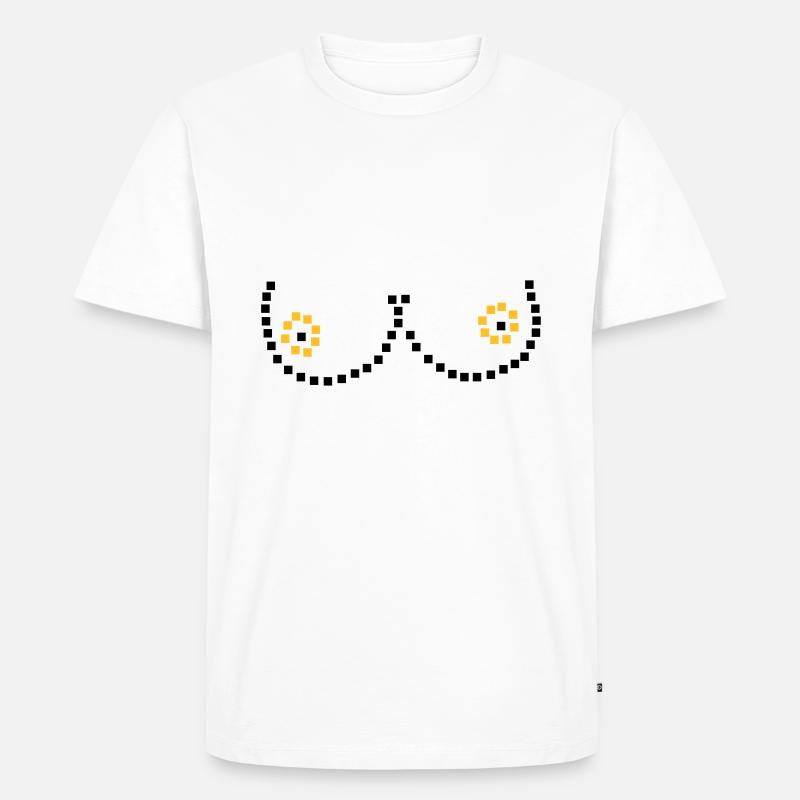 Pixel Brüste - Männer Premium Bio T-Shirt - Weiß