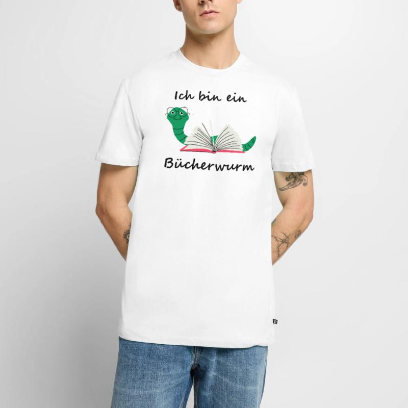 Ich bin ein Bücherwurm Männer Premium Bio T-Shirt