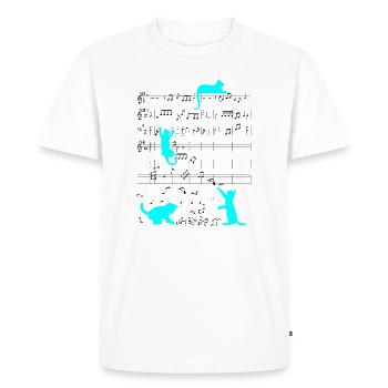 Cute cat musical note musician blue - Men's Premium Organic T-Shirt - white - Front - Nico (187cm)