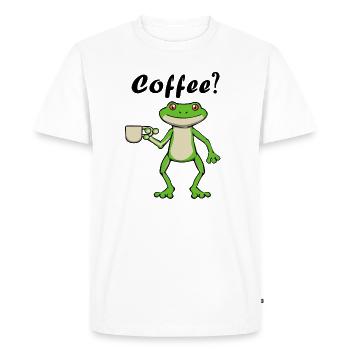 Cute Frog Tired Monday Lazy Coffee - Men's Premium Organic T-Shirt - white - Front - Nico (187cm)