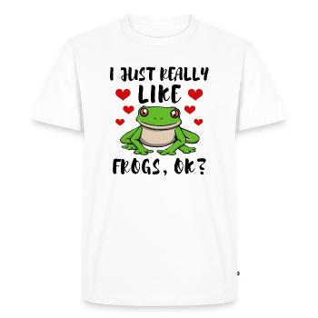 J'aime juste les grenouilles Grenouille mignonne - T-shirt Premium bio Homme - blanc - Devant - Nico (187cm)