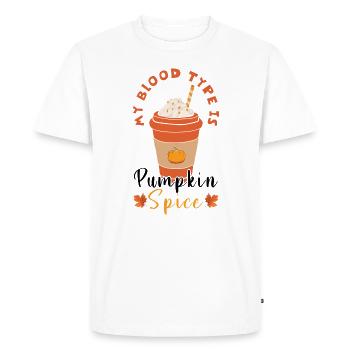 Groupe sanguin Épice Citrouille Automne Automne Automne - T-shirt Premium bio Homme - blanc - Devant - Nico (187cm)