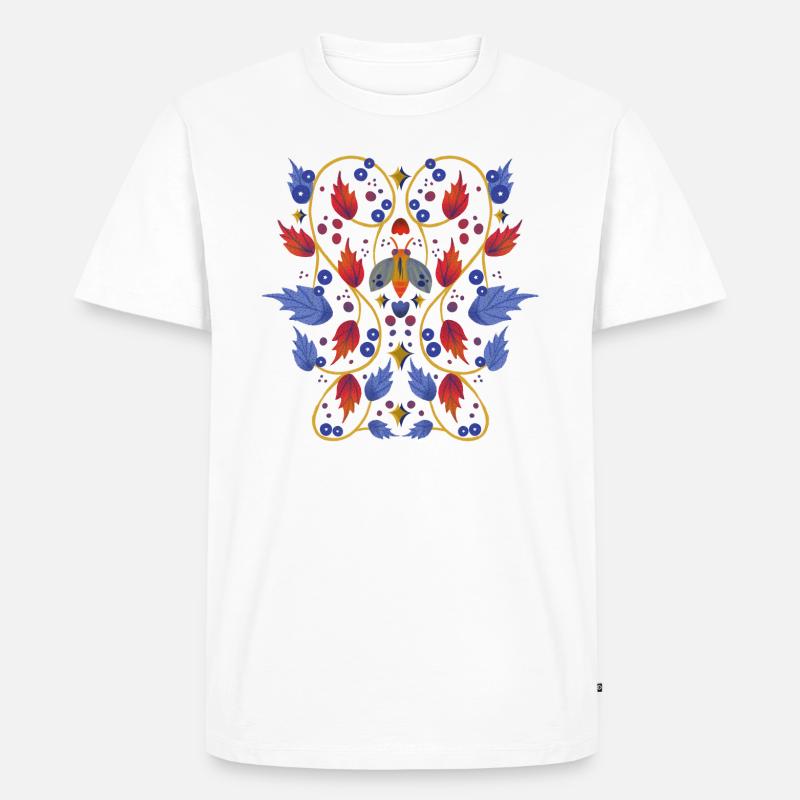 Blumen mit Motte - Männer Premium Bio T-Shirt - Weiß