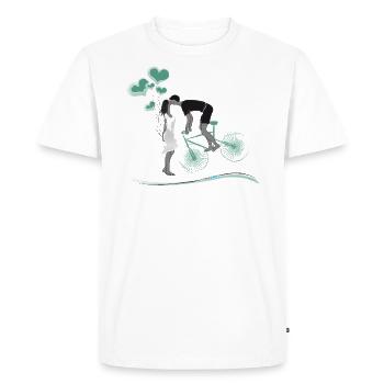 Vélo Couple Coeur Ballons L'amour ne connaît pas de limites - T-shirt Premium bio Homme - blanc - Devant - Nico (187cm)