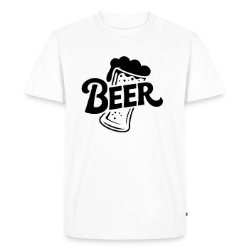 Bière - T-shirt logo de bière drôle - T-shirt Premium bio Homme - blanc - Devant - Nico (187cm)