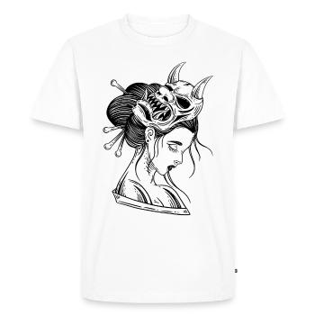 Schädel Skull Horror Japon Halloween Geisha - T-shirt Premium bio Homme - blanc - Devant - Nico (187cm)