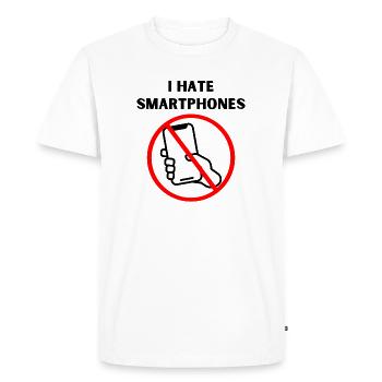I hate smartphones - Men's Premium Organic T-Shirt - white - Front - Nico (187cm)