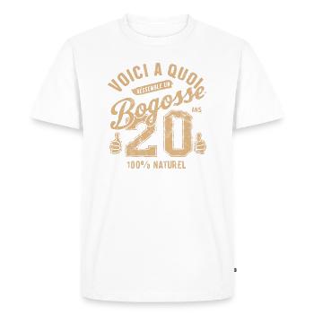 Bogosse de 20 Ans - T-shirt Premium bio Homme - blanc - Devant - Nico (187cm)