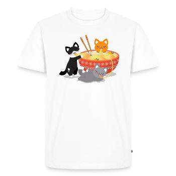 Illustration de soupe de nouilles ramen chat - T-shirt Premium bio Homme - blanc - Devant - Nico (187cm)