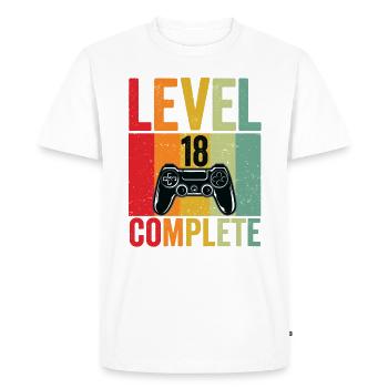 18th Birthday 18 Years Gamer Level 18 Complete - Men's Premium Organic T-Shirt - white - Front - Nico (187cm)