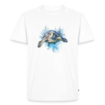 Tortue bleue - T-shirt Premium bio Homme - blanc - Devant - Nico (187cm)