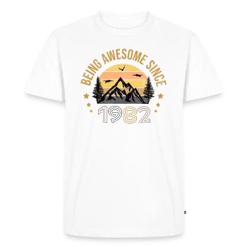 Being Awesome Since 1982 - Gift Idea - Men's Premium Organic T-Shirt - white - Front - Nico (187cm)