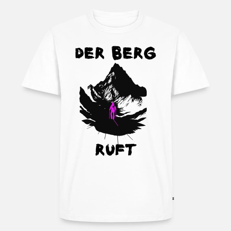 Der Berg ruft. Pink - Männer Premium Bio T-Shirt - Weiß