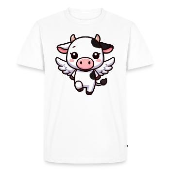 Vache mignonne comme ange dessin animé - T-shirt Premium bio Homme - blanc - Devant - Nico (187cm)