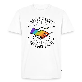 I May Be Straight But I Don't Hate - Men's Premium Organic T-Shirt - white - Front - Nico (187cm)