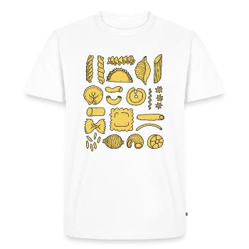 Pasta // spaghetti, penne, tortellini, farfalle - Men's Premium Organic T-Shirt - white - Front - Nico (187cm)