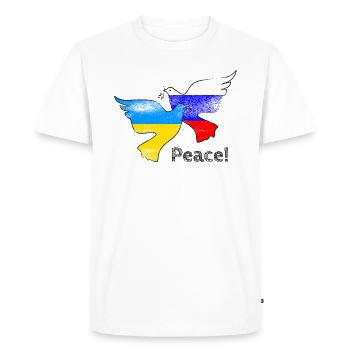 Paix - Ukraine Russie Colombes de la paix - T-shirt Premium bio Homme - blanc - Devant - Nico (187cm)
