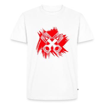Blutgruppe 1:50 - Männer Premium Bio T-Shirt - Weiß - Vorne - Nico (187cm)