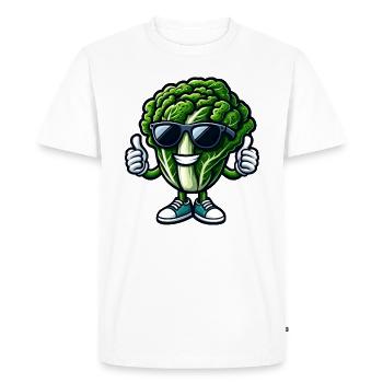 Cool vegan salad lettuce with sunglasses - Men's Premium Organic T-Shirt - white - Front - Nico (187cm)