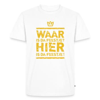 Belgian Feestje - T-shirt Premium bio Homme - blanc - Devant - Nico (187cm)