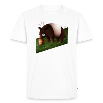 Tapir au café - Tapir fatigué - T-shirt Premium bio Homme - blanc - Devant - Nico (187cm)