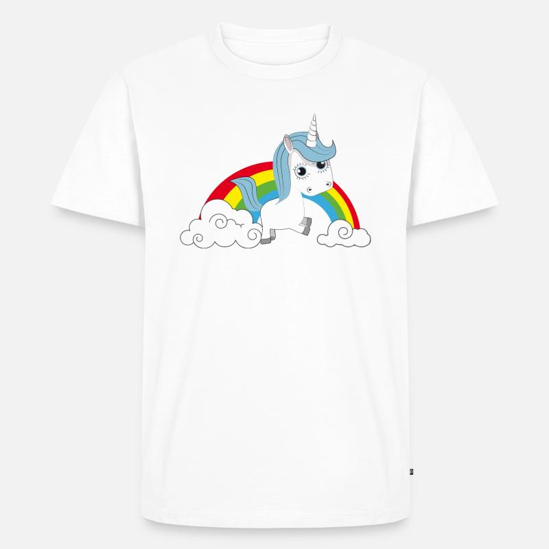 Regenbogen Einhorn - Männer Premium Bio T-Shirt - Weiß