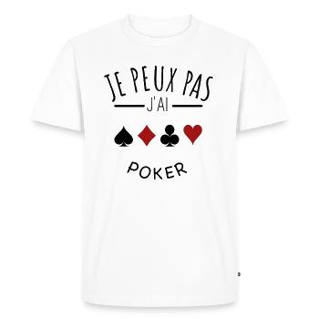 je peux pas j’ai poker humour jeu de cartes - T-shirt Premium bio Homme - blanc - Devant - Nico (187cm)
