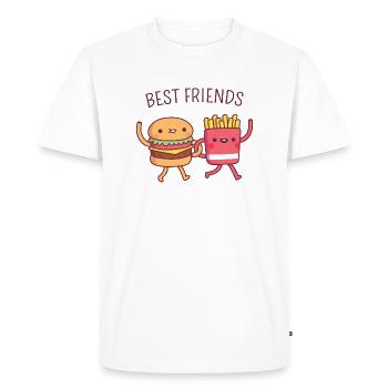 Cute Burger and Fries, Best Friends - Men's Premium Organic T-Shirt - white - Front - Nico (187cm)