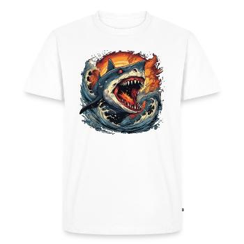 Shark en feu (sans arrière-plan) - T-shirt Premium bio Homme - blanc - Devant - Nico (187cm)