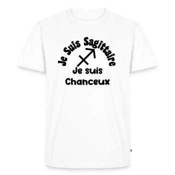 Sagittaire Zodiaque Signe - Je suis chanceux - T-shirt Premium bio Homme - blanc - Devant - Nico (187cm)
