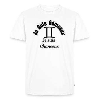 gémeaux zodiaque signe - Je suis chanceux - T-shirt Premium bio Homme - blanc - Devant - Nico (187cm)