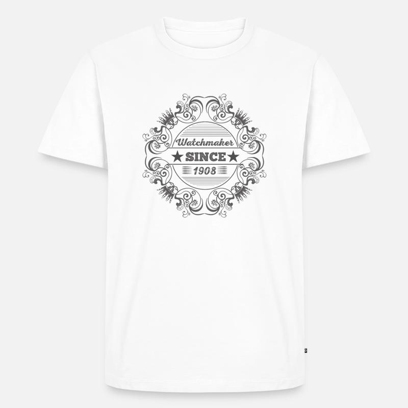 Watchmaker logo in grau, vintage style - Männer Premium Bio T-Shirt - Weiß