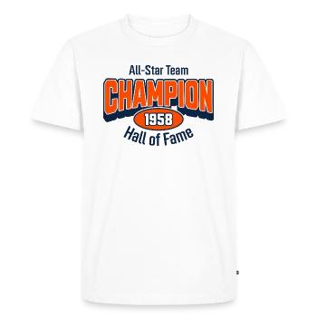 Champion 1958 – Birthday Gift College Style - Men's Premium Organic T-Shirt - white - Front - Nico (187cm)