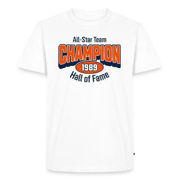 Champion 1989 – Birthday Gift College Style - Men's Premium Organic T-Shirt - white - Front - Nico (187cm)