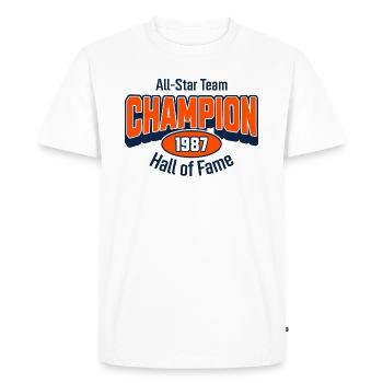 Champion 1987 – Birthday Gift College Style - Men's Premium Organic T-Shirt - white - Front - Nico (187cm)