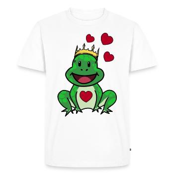 Prince charmant Roi grenouille Amour Relation enfants - T-shirt Premium bio Homme - blanc - Devant - Nico (187cm)