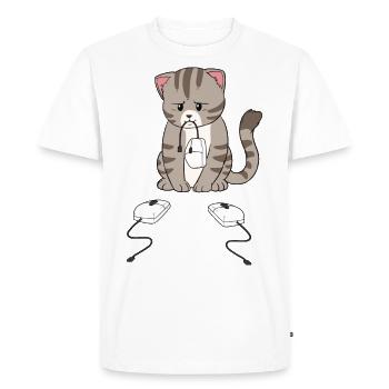 Sad furry cat - Men's Premium Organic T-Shirt - white - Front - Nico (187cm)