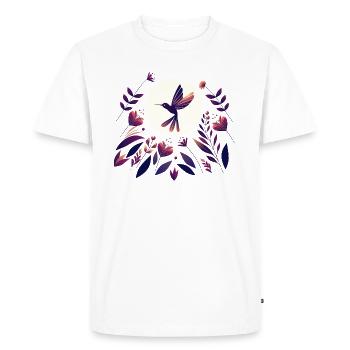 Colibri dans le champ de fleurs - T-shirt Premium bio Homme - blanc - Devant - Nico (187cm)