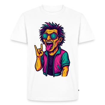 Soirée Techno Rave avec slogan EDM - T-shirt Premium bio Homme - blanc - Devant - Nico (187cm)